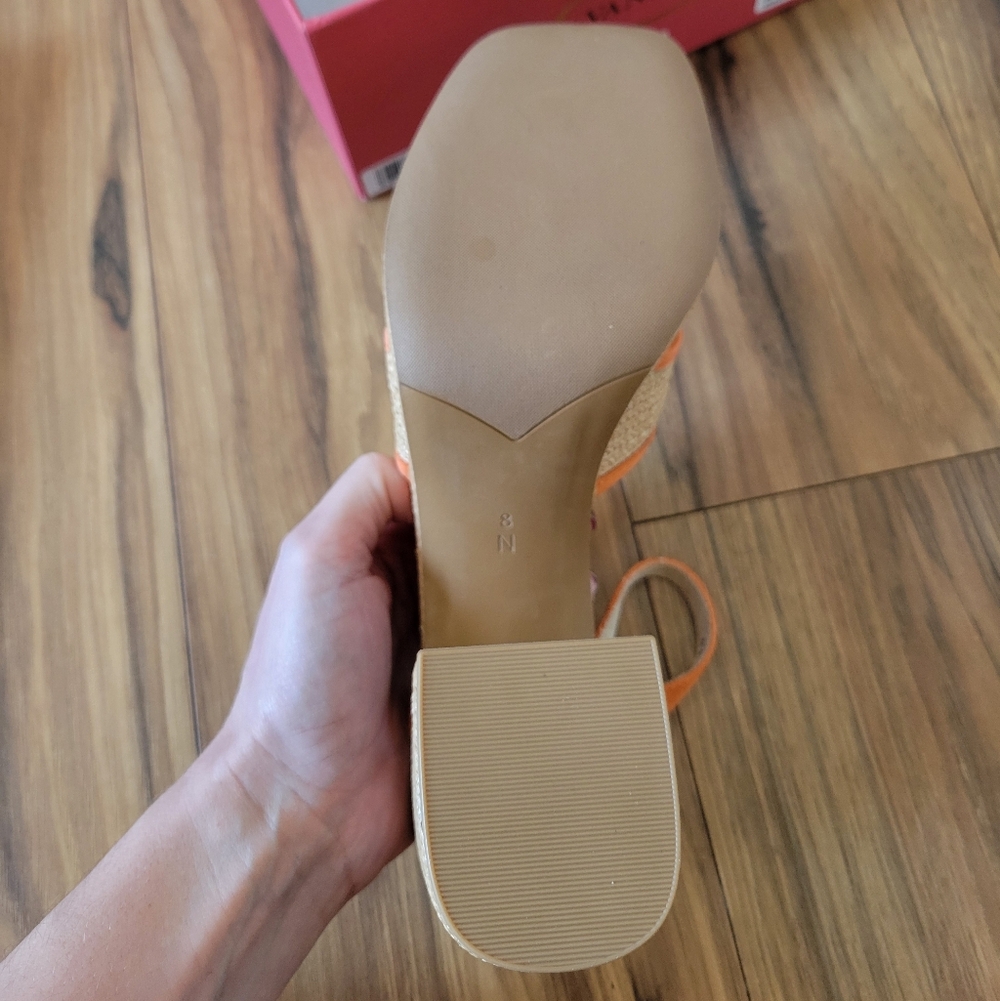 Vaneli Mina Orange Suede Raffia Square Toe Platform Sandal - Picture 8 of 8